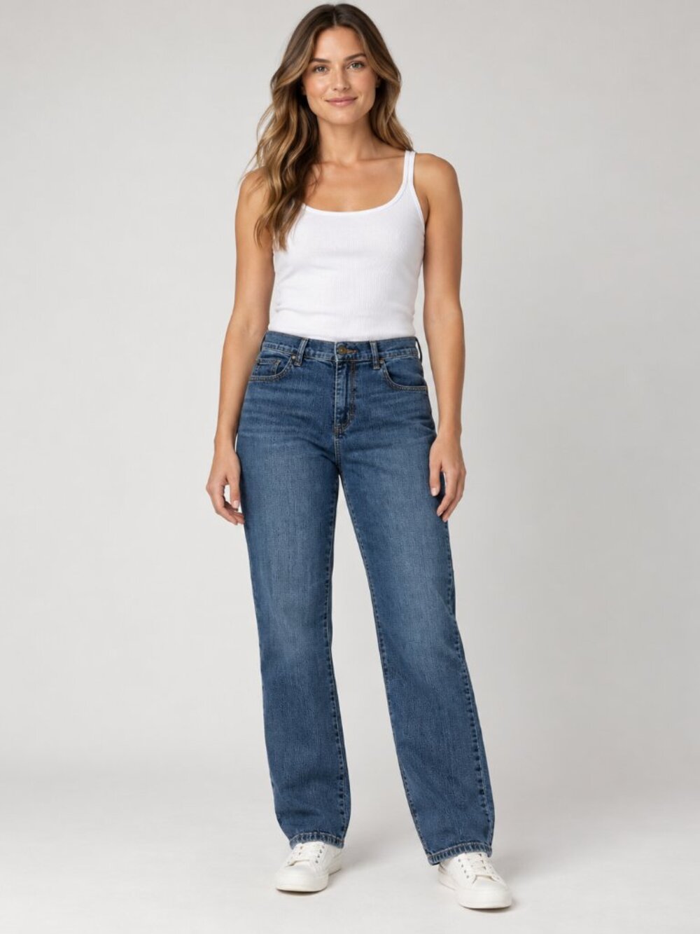 Lee Relaxed Fit Blue Jeans Women's 6M Straight Leg Stretch Denim Minimalist